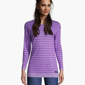 Lands' End Women's 3/4 Sleeve Reversible Top, Fresh Lavender Stripes, Size S